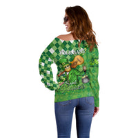 Personalized Happy St Patrick's Day Off Shoulder Sweater Irish Leprechaun - Wonder Print Shop