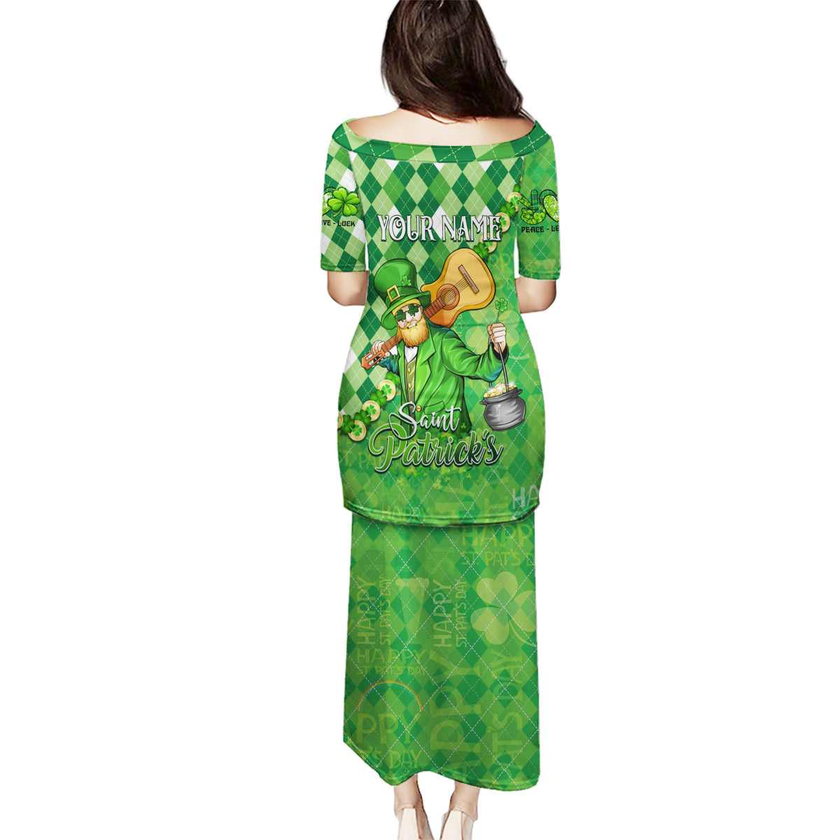 Personalized Happy St Patrick's Day Puletasi Irish Leprechaun - Wonder Print Shop