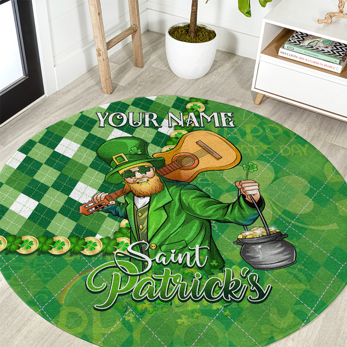 Personalized Happy St Patrick's Day Round Carpet Irish Leprechaun