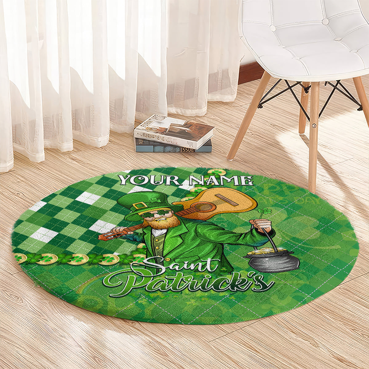 Personalized Happy St Patrick's Day Round Carpet Irish Leprechaun
