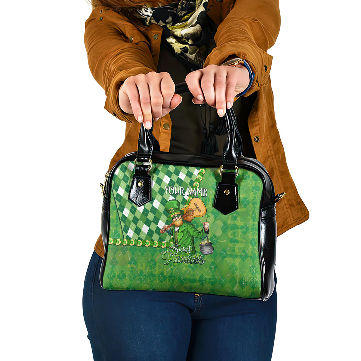 Personalized Happy St Patrick's Day Shoulder Handbag Irish Leprechaun