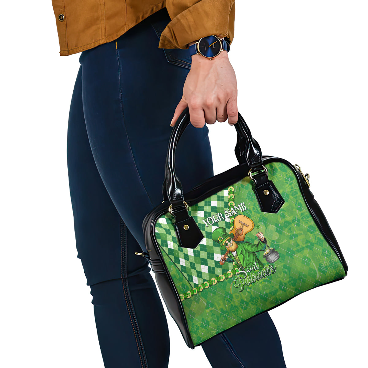 Personalized Happy St Patrick's Day Shoulder Handbag Irish Leprechaun