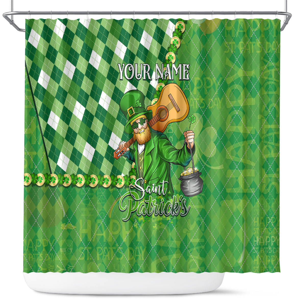 Personalized Happy St Patrick's Day Shower Curtain Irish Leprechaun