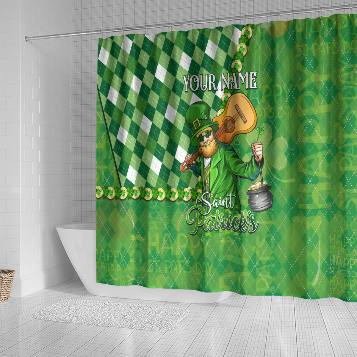 Personalized Happy St Patrick's Day Shower Curtain Irish Leprechaun