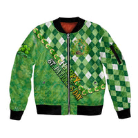 Personalized Happy St Patrick's Day Sleeve Zip Bomber Jacket Irish Leprechaun - Wonder Print Shop