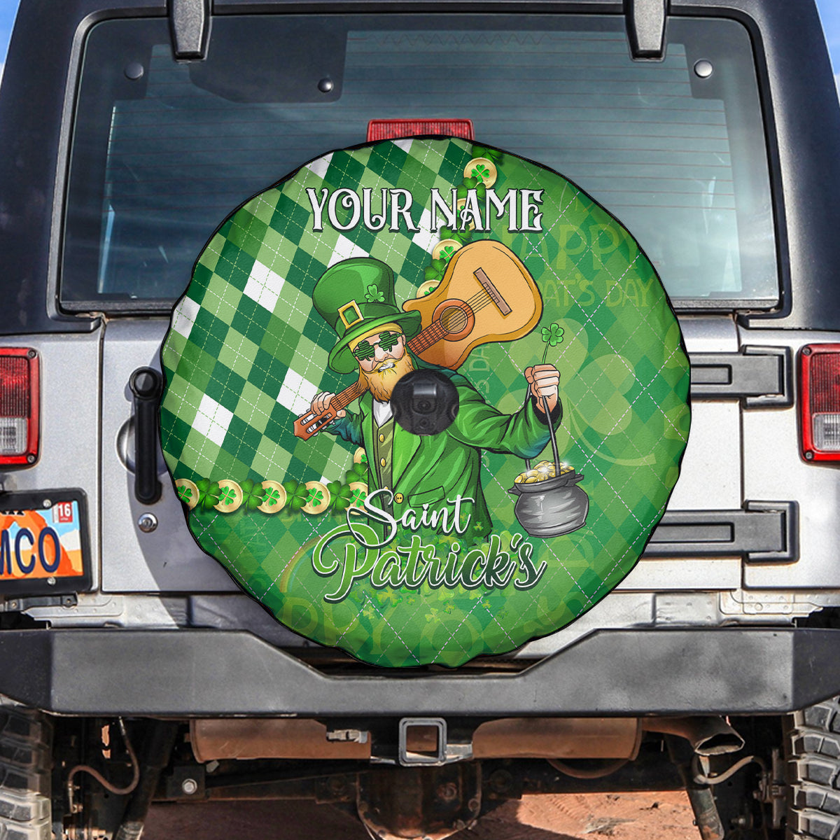 Personalized Happy St Patrick's Day Spare Tire Cover Irish Leprechaun - Wonder Print Shop