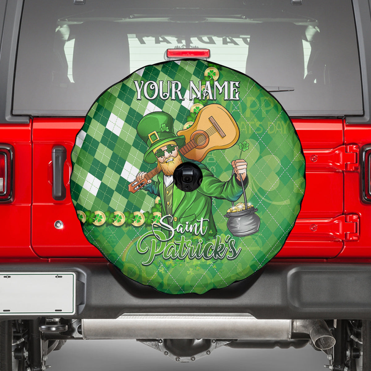 Personalized Happy St Patrick's Day Spare Tire Cover Irish Leprechaun - Wonder Print Shop