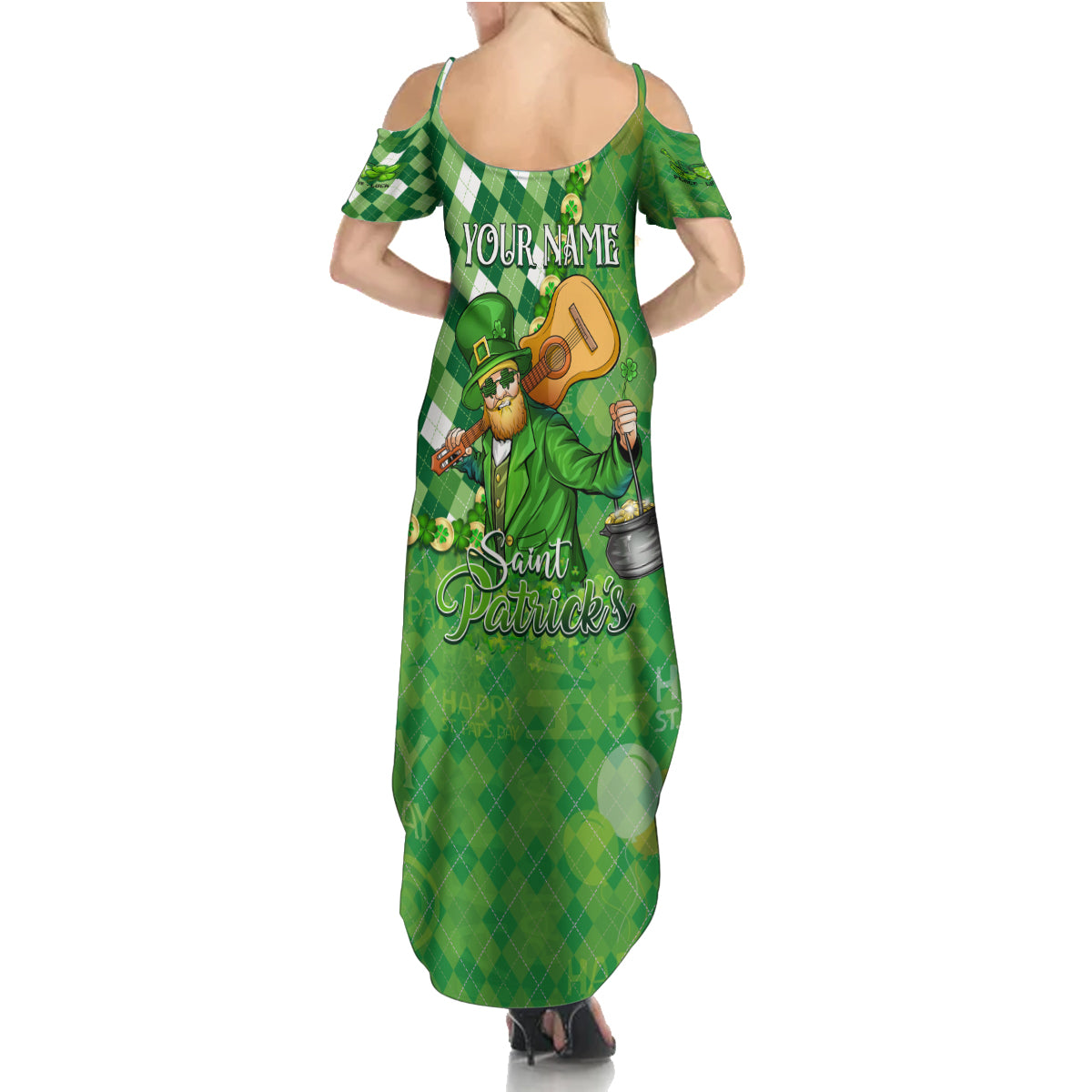 Personalized Happy St Patrick's Day Summer Maxi Dress Irish Leprechaun - Wonder Print Shop
