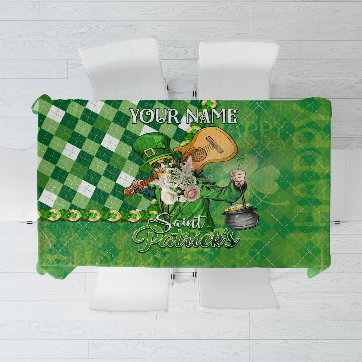 Personalized Happy St Patrick's Day Tablecloth Irish Leprechaun - Wonder Print Shop