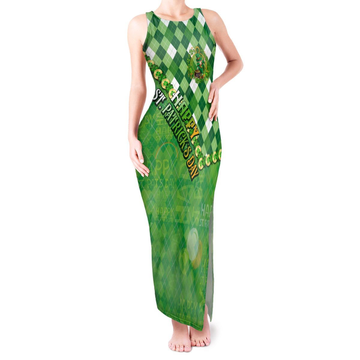 Personalized Happy St Patrick's Day Tank Maxi Dress Irish Leprechaun - Wonder Print Shop