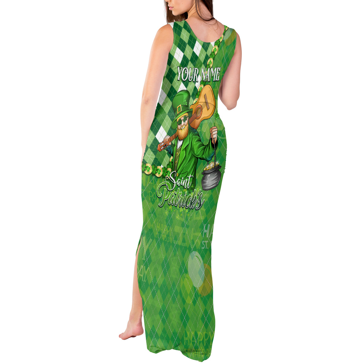 Personalized Happy St Patrick's Day Tank Maxi Dress Irish Leprechaun - Wonder Print Shop