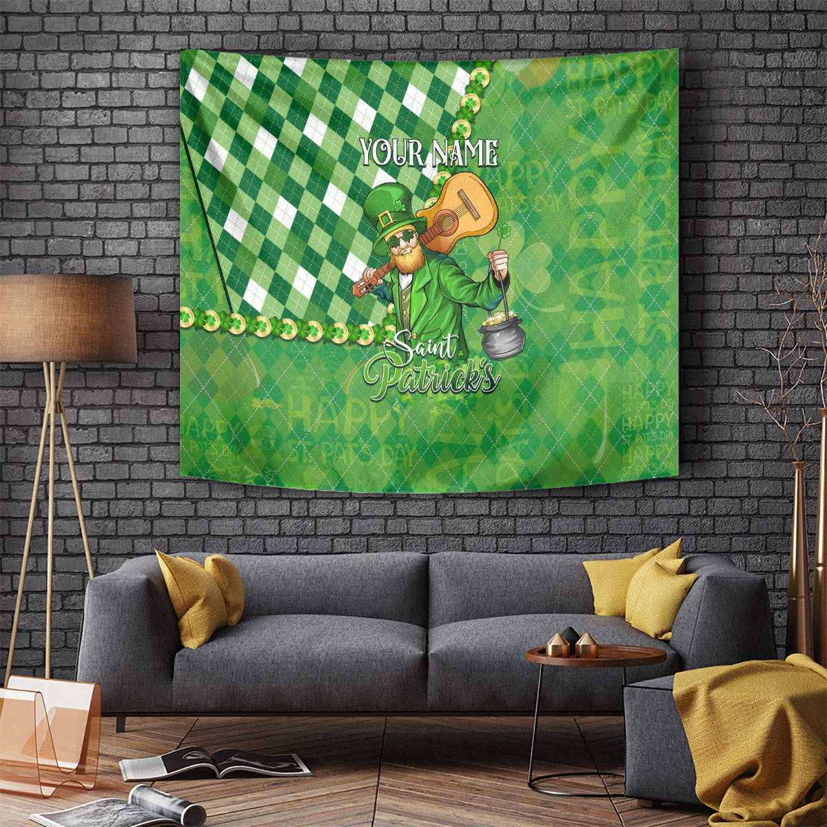 Personalized Happy St Patrick's Day Tapestry Irish Leprechaun - Wonder Print Shop