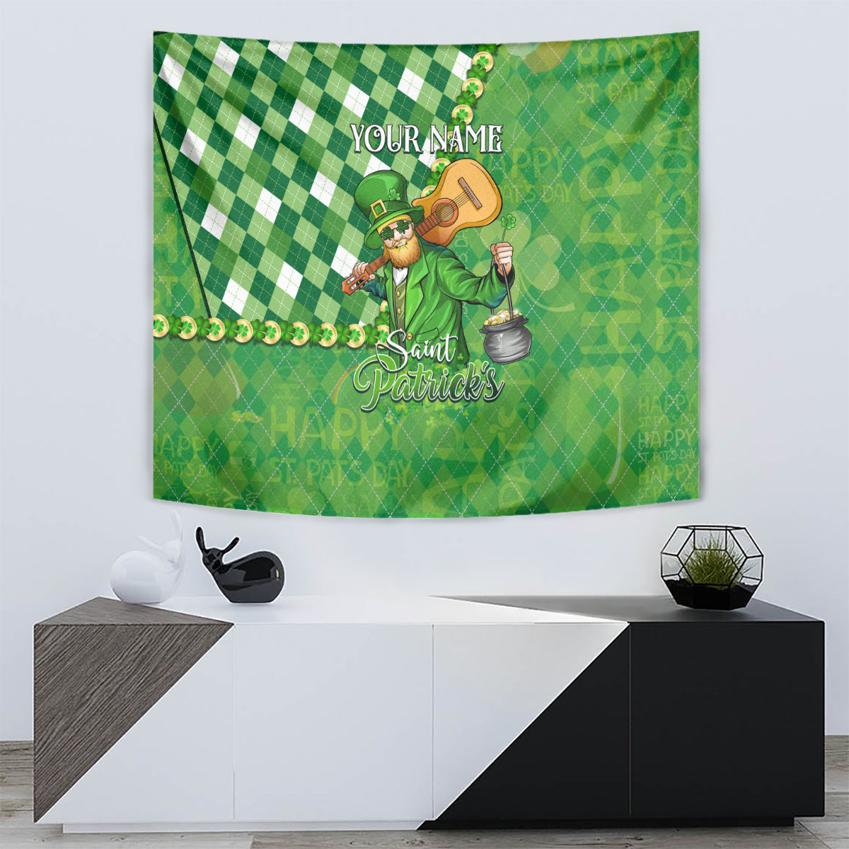 Personalized Happy St Patrick's Day Tapestry Irish Leprechaun - Wonder Print Shop