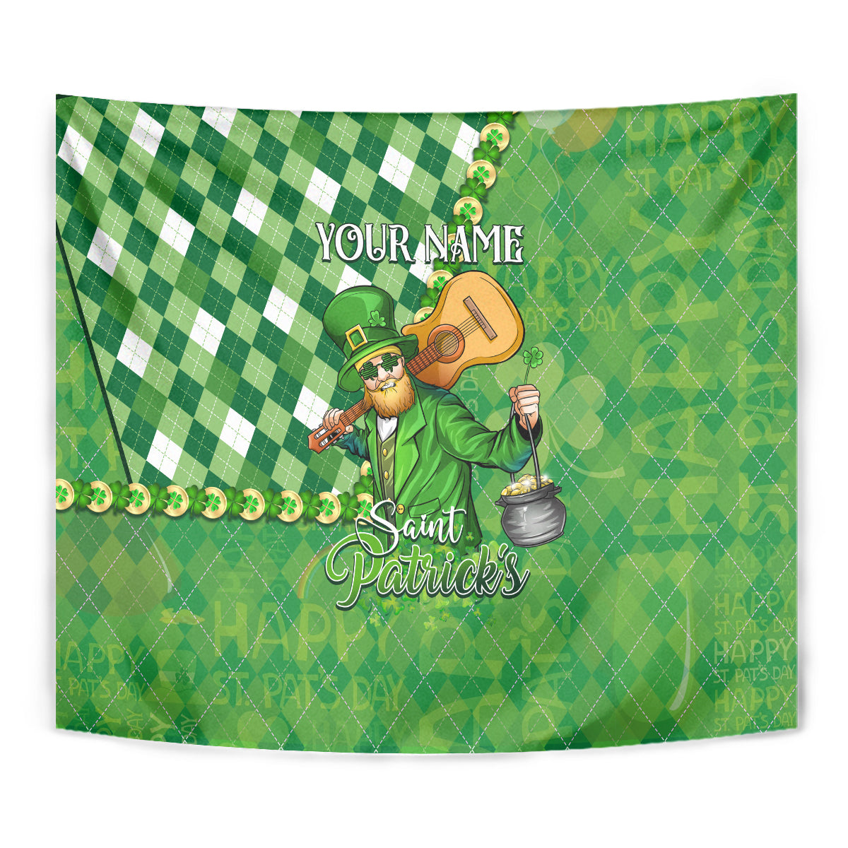 Personalized Happy St Patrick's Day Tapestry Irish Leprechaun - Wonder Print Shop