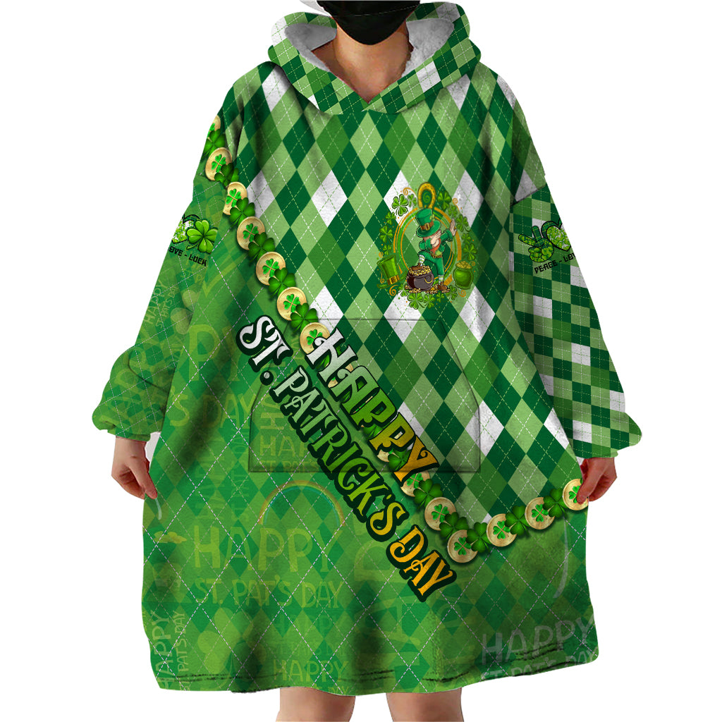 Personalized Happy St Patrick's Day Wearable Blanket Hoodie Irish Leprechaun - Wonder Print Shop