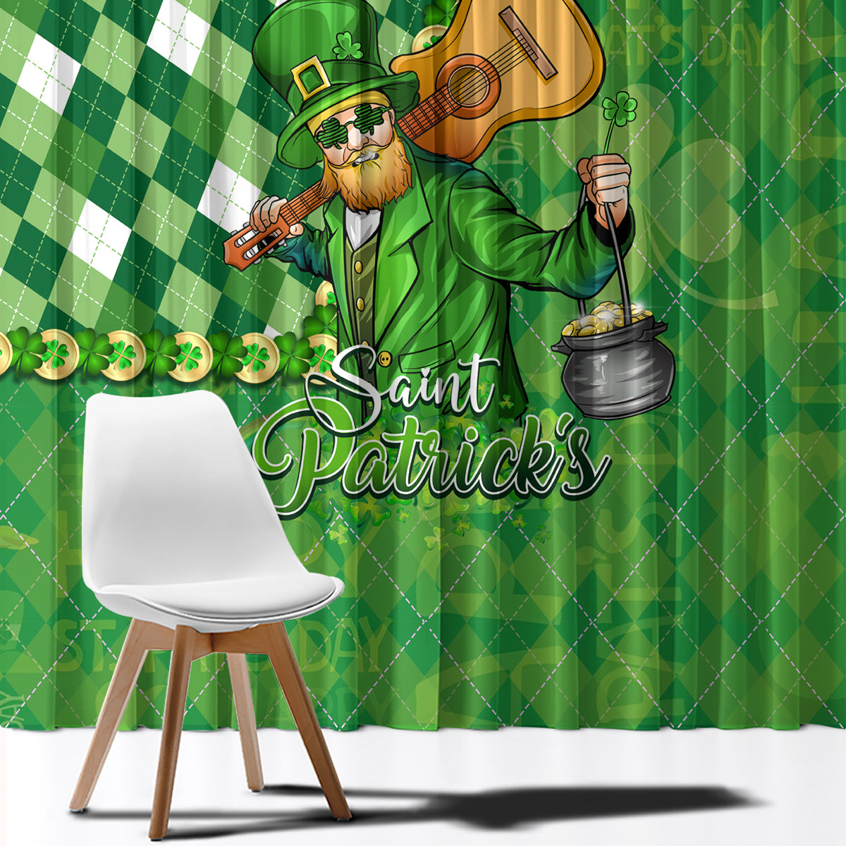 Personalized Happy St Patrick's Day Window Curtain Irish Leprechaun - Wonder Print Shop