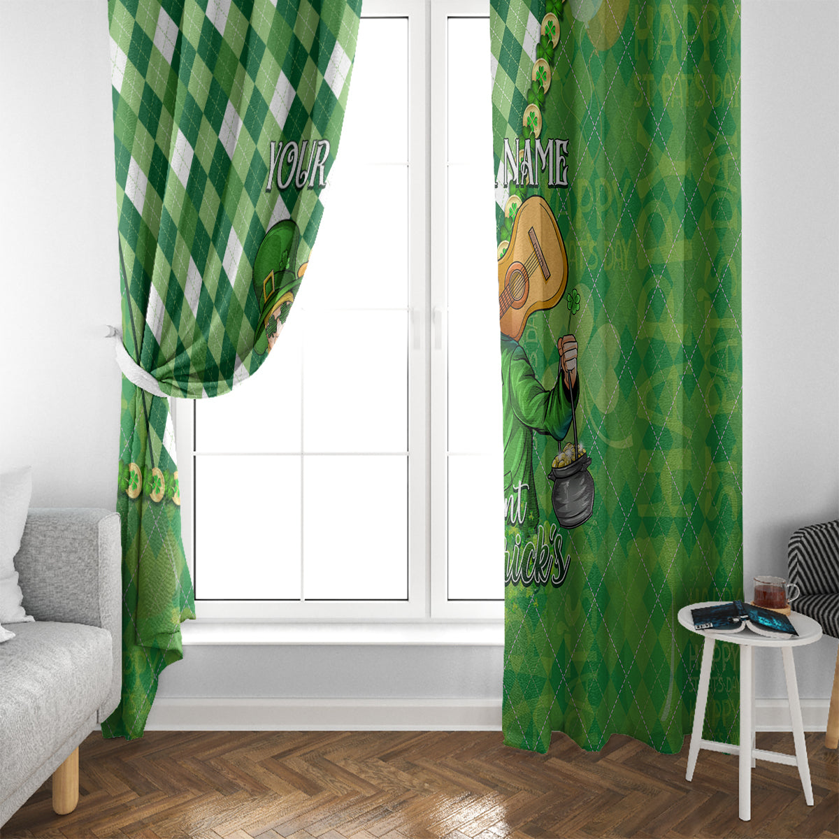 Personalized Happy St Patrick's Day Window Curtain Irish Leprechaun - Wonder Print Shop