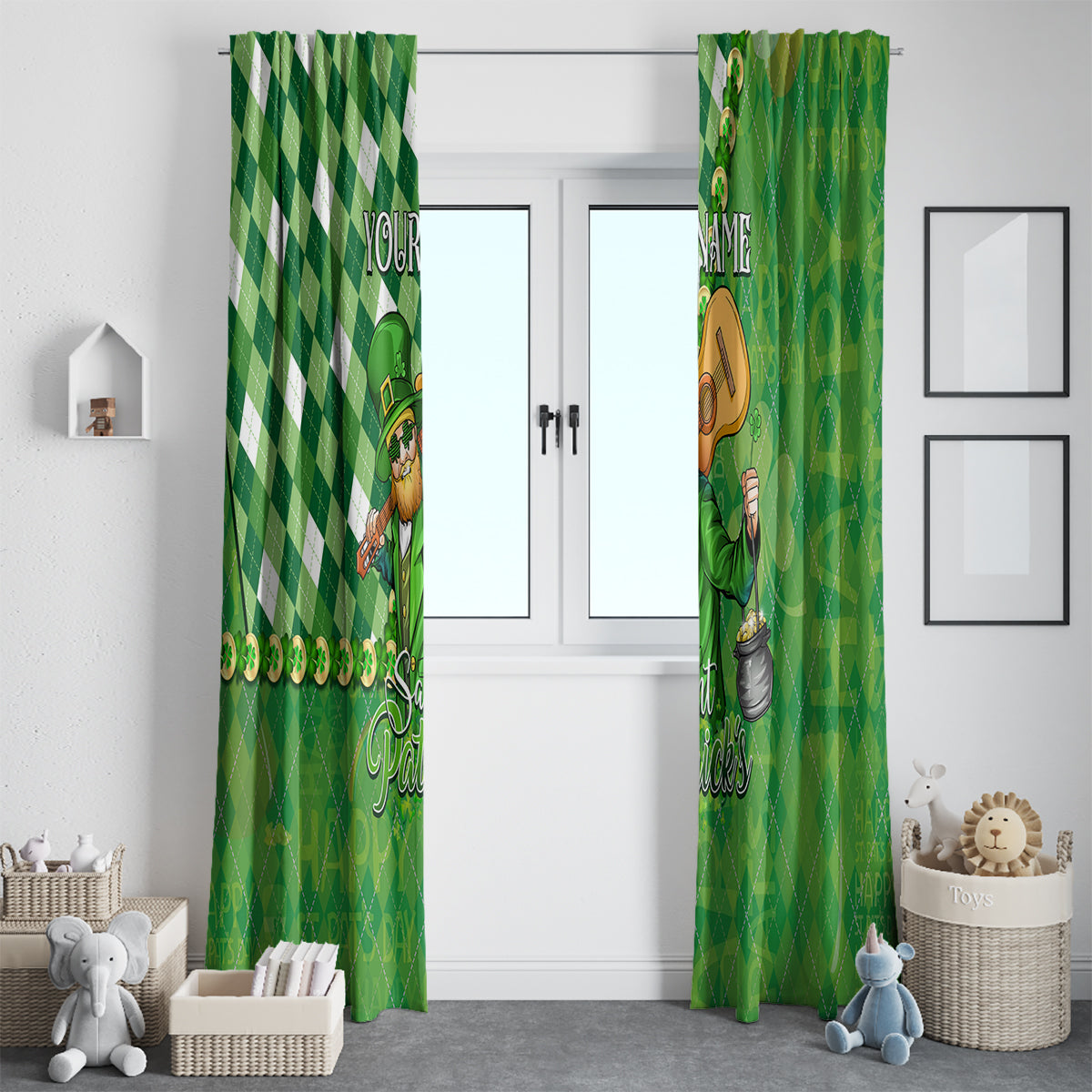 Personalized Happy St Patrick's Day Window Curtain Irish Leprechaun - Wonder Print Shop