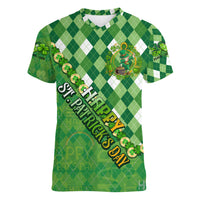 Personalized Happy St Patrick's Day Women V Neck T Shirt Irish Leprechaun - Wonder Print Shop