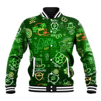 Ireland St Patrick's Day Baseball Jacket Symbols Neon - Wonder Print Shop