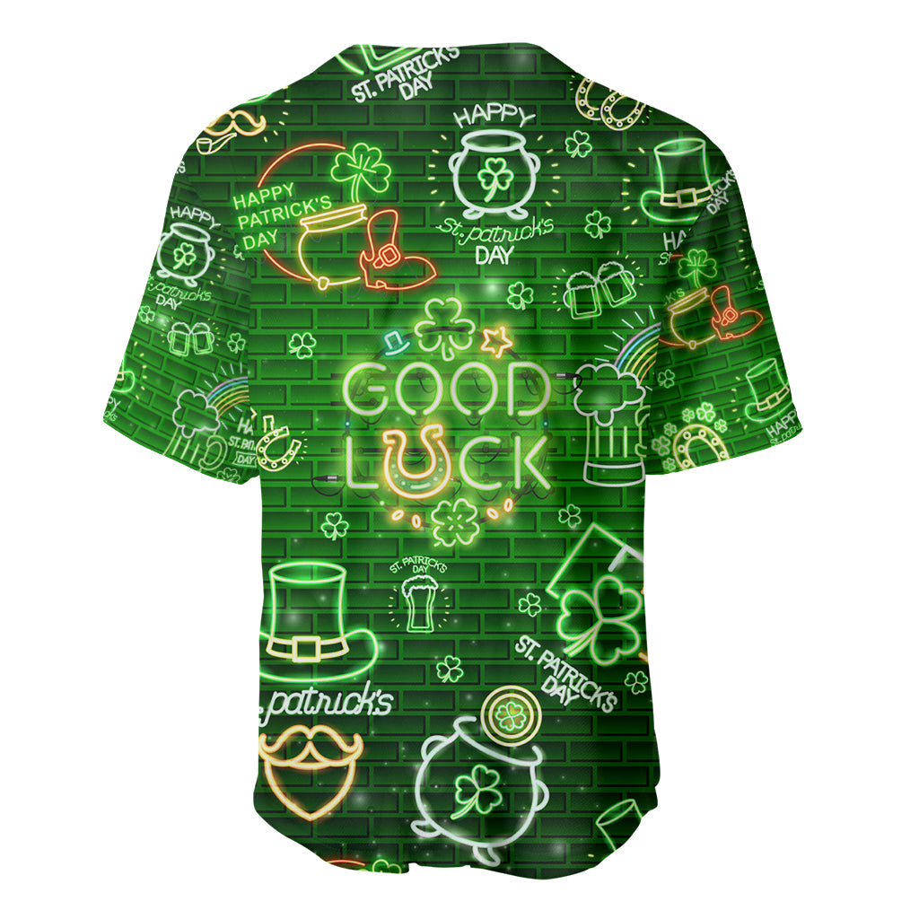 Ireland St Patrick's Day Baseball Jersey Symbols Neon - Wonder Print Shop