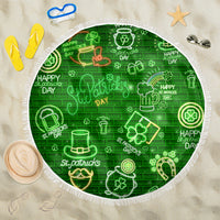 Ireland St Patrick's Day Beach Blanket Symbols Neon - Wonder Print Shop