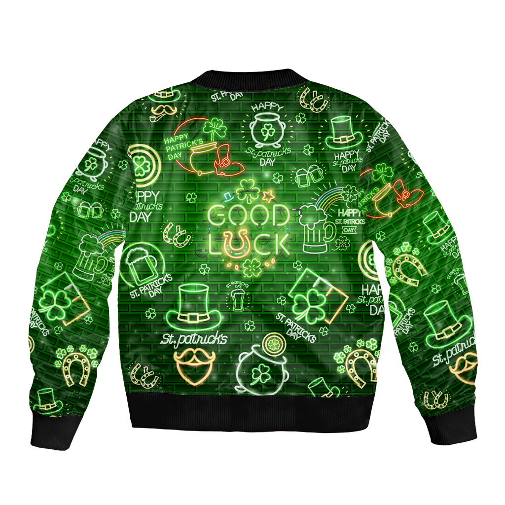 Ireland St Patrick's Day Bomber Jacket Symbols Neon - Wonder Print Shop