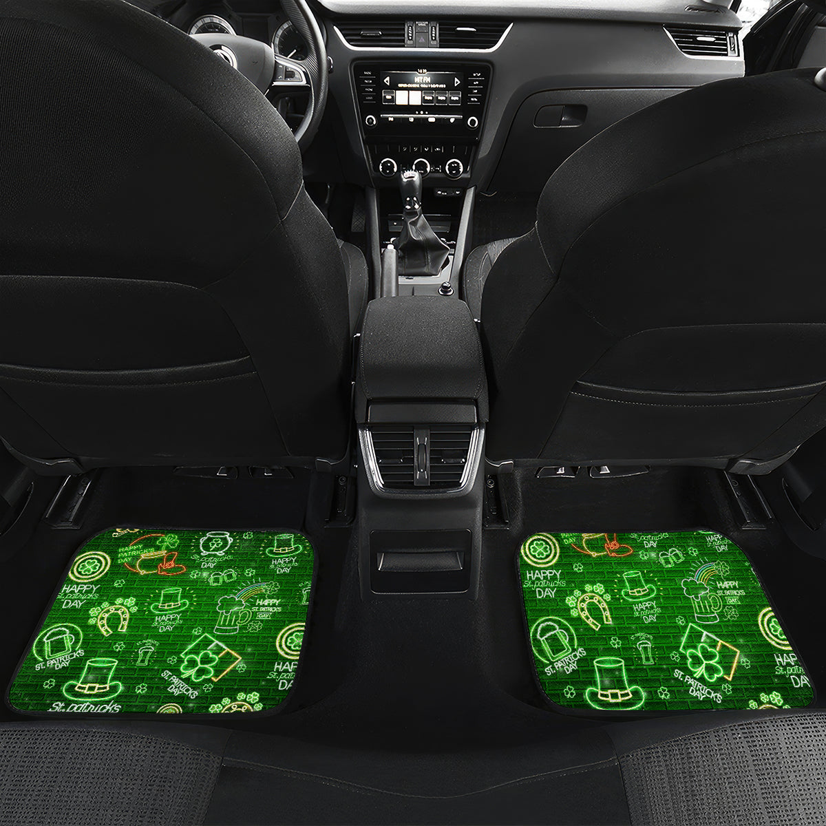 Ireland St Patrick's Day Car Mats Symbols Neon - Wonder Print Shop