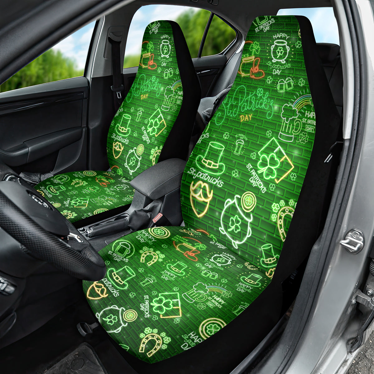 Ireland St Patrick's Day Car Seat Cover Symbols Neon - Wonder Print Shop