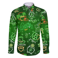 Ireland St Patrick's Day Family Matching Off The Shoulder Long Sleeve Dress and Hawaiian Shirt Symbols Neon - Wonder Print Shop