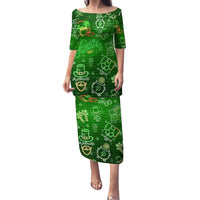 Ireland St Patrick's Day Family Matching Puletasi and Hawaiian Shirt Symbols Neon - Wonder Print Shop