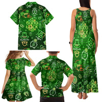 Ireland St Patrick's Day Family Matching Tank Maxi Dress and Hawaiian Shirt Symbols Neon - Wonder Print Shop