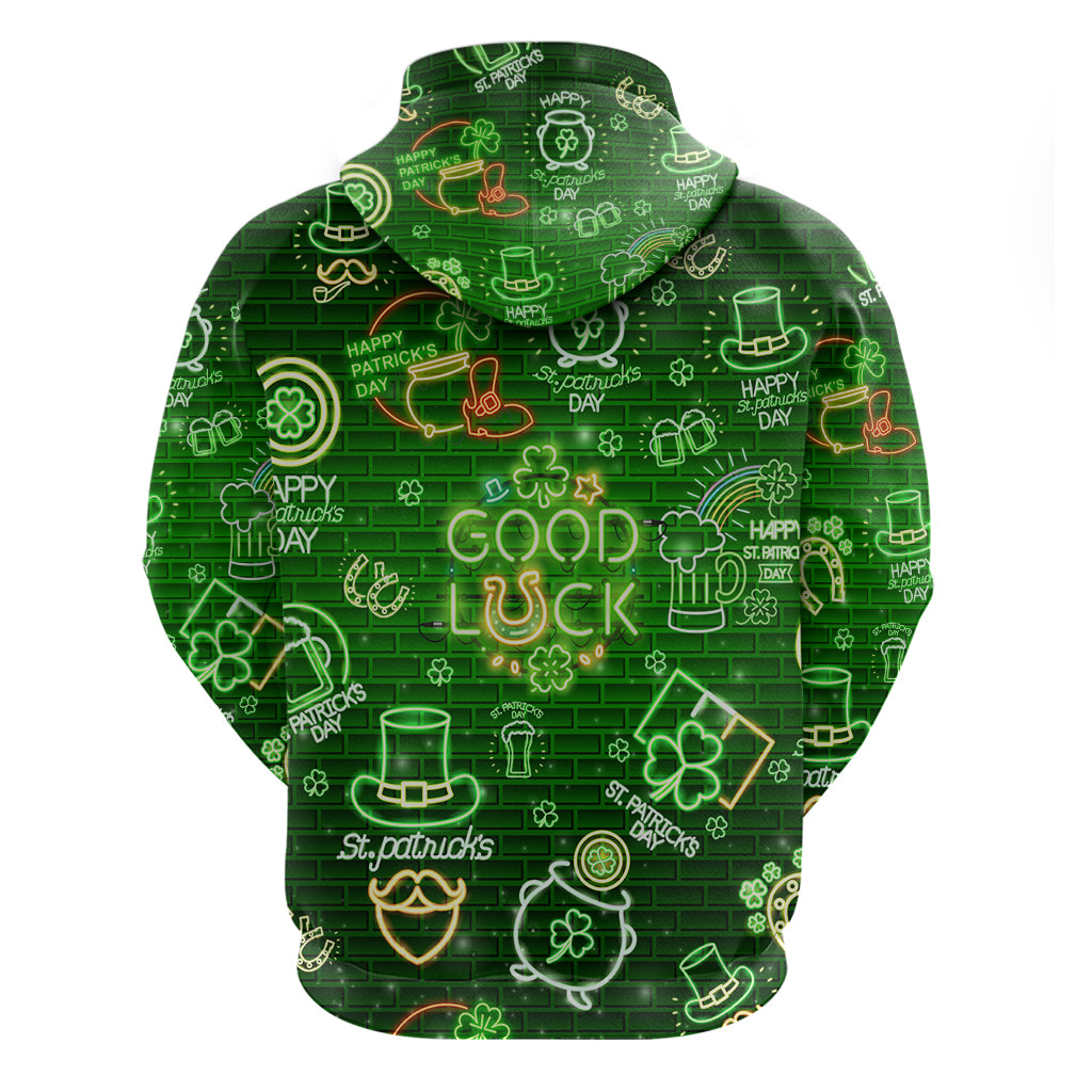 Ireland St Patrick's Day Hoodie Symbols Neon - Wonder Print Shop