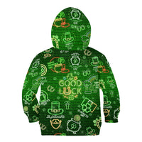 Ireland St Patrick's Day Kid Hoodie Symbols Neon - Wonder Print Shop
