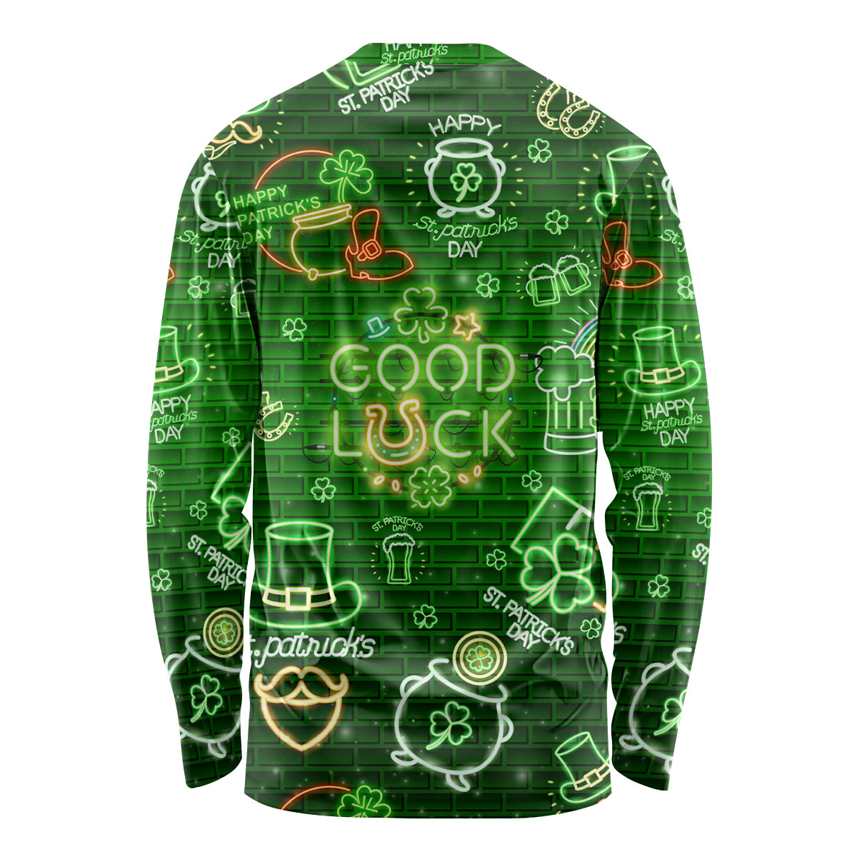 Ireland St Patrick's Day Long Sleeve Shirt Symbols Neon - Wonder Print Shop