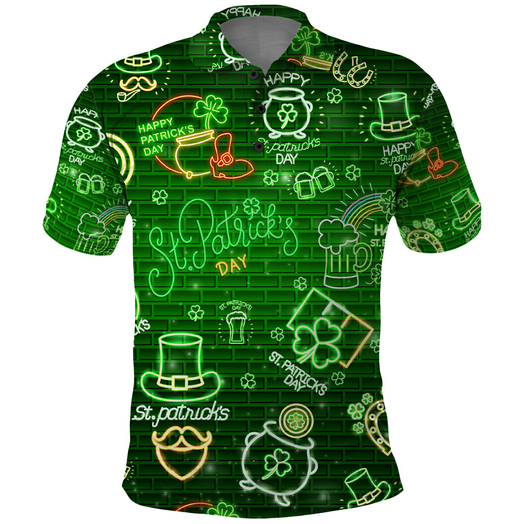 Ireland St Patrick's Day Polo Shirt Symbols Neon