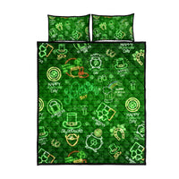 Ireland St Patrick's Day Quilt Bed Set Symbols Neon - Wonder Print Shop