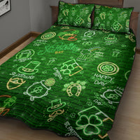Ireland St Patrick's Day Quilt Bed Set Symbols Neon - Wonder Print Shop