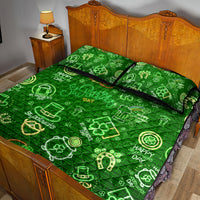 Ireland St Patrick's Day Quilt Bed Set Symbols Neon - Wonder Print Shop
