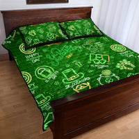 Ireland St Patrick's Day Quilt Bed Set Symbols Neon - Wonder Print Shop
