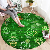 Ireland St Patrick's Day Round Carpet Symbols Neon