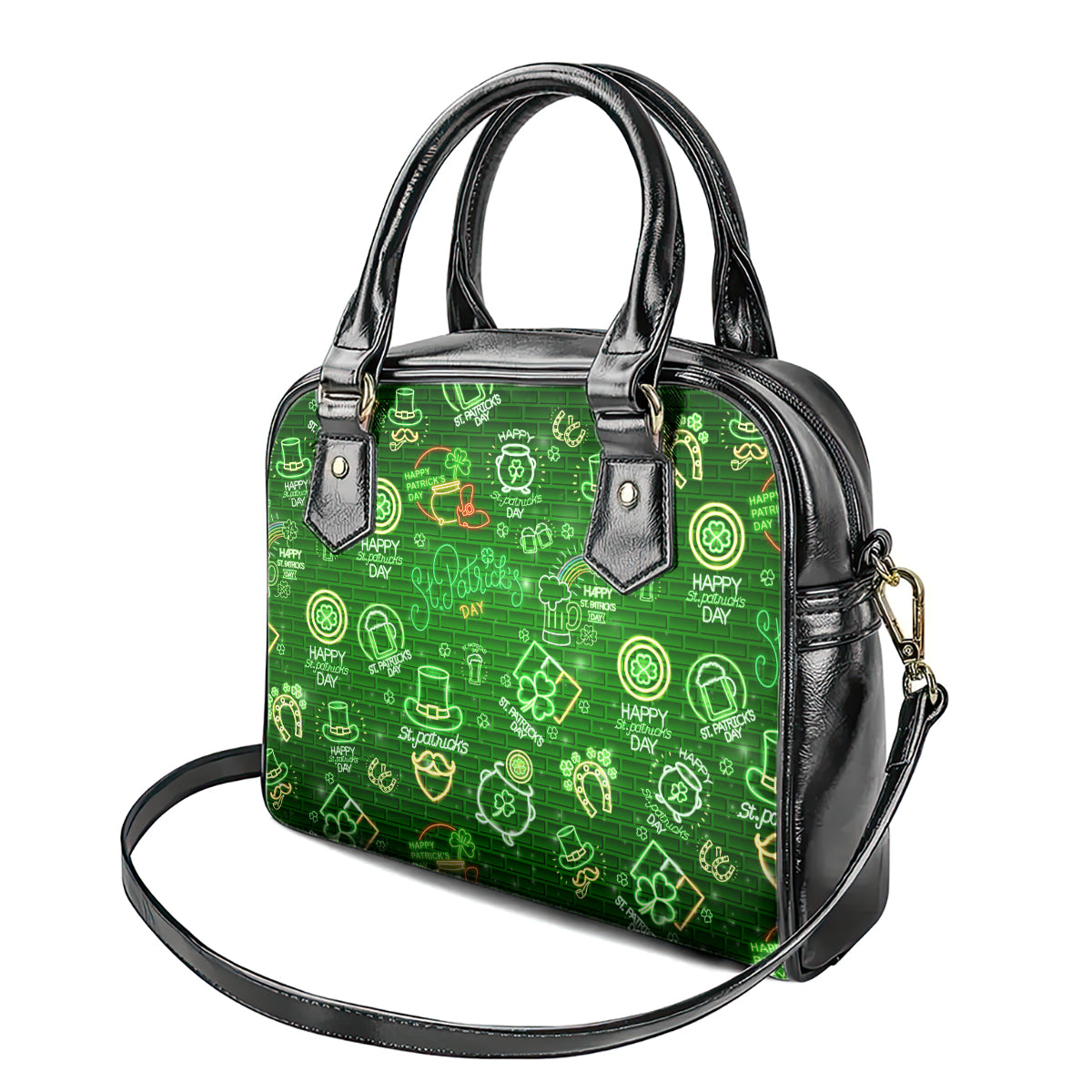 Ireland St Patrick's Day Shoulder Handbag Symbols Neon