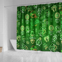 Ireland St Patrick's Day Shower Curtain Symbols Neon