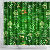 Ireland St Patrick's Day Shower Curtain Symbols Neon