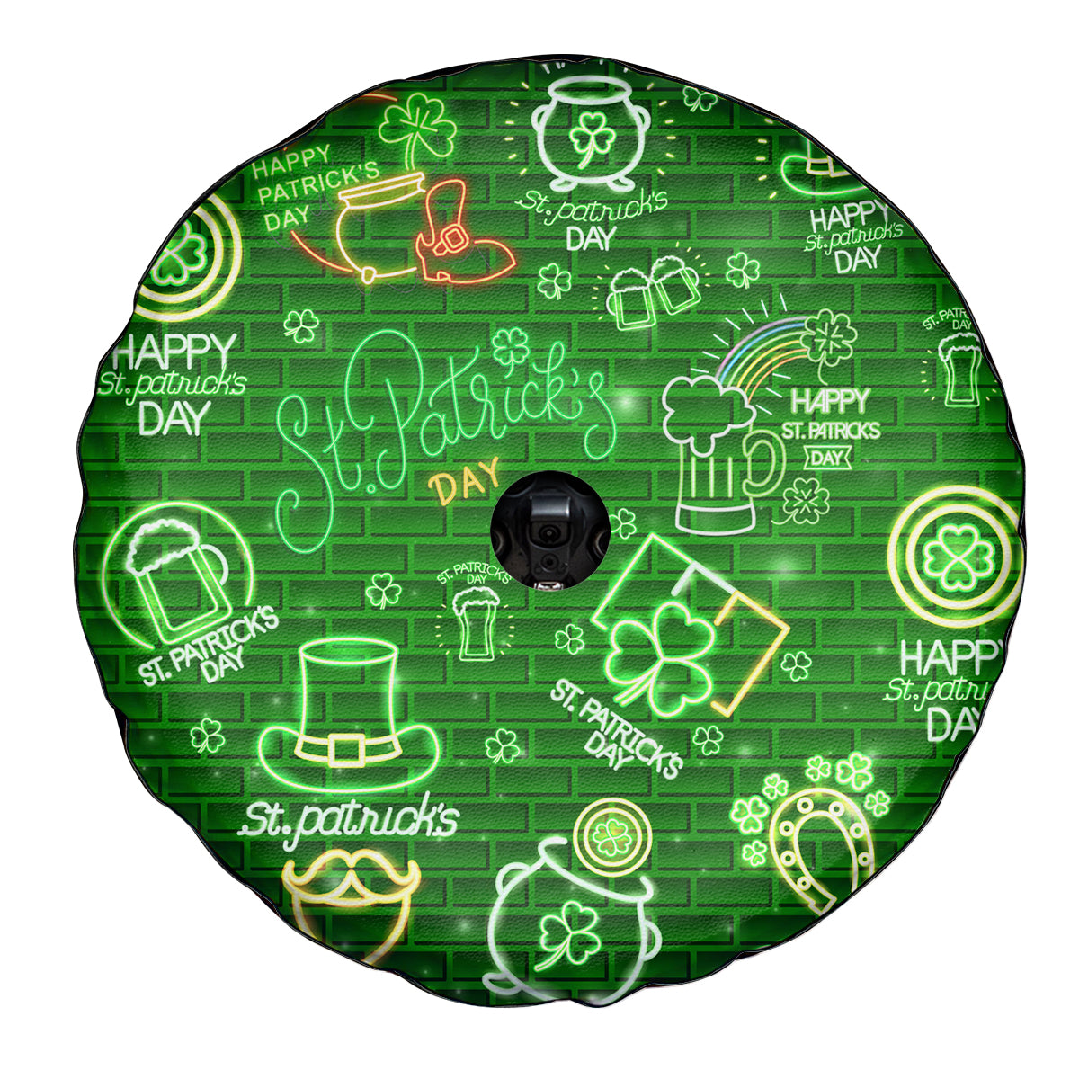 Ireland St Patrick's Day Spare Tire Cover Symbols Neon - Wonder Print Shop
