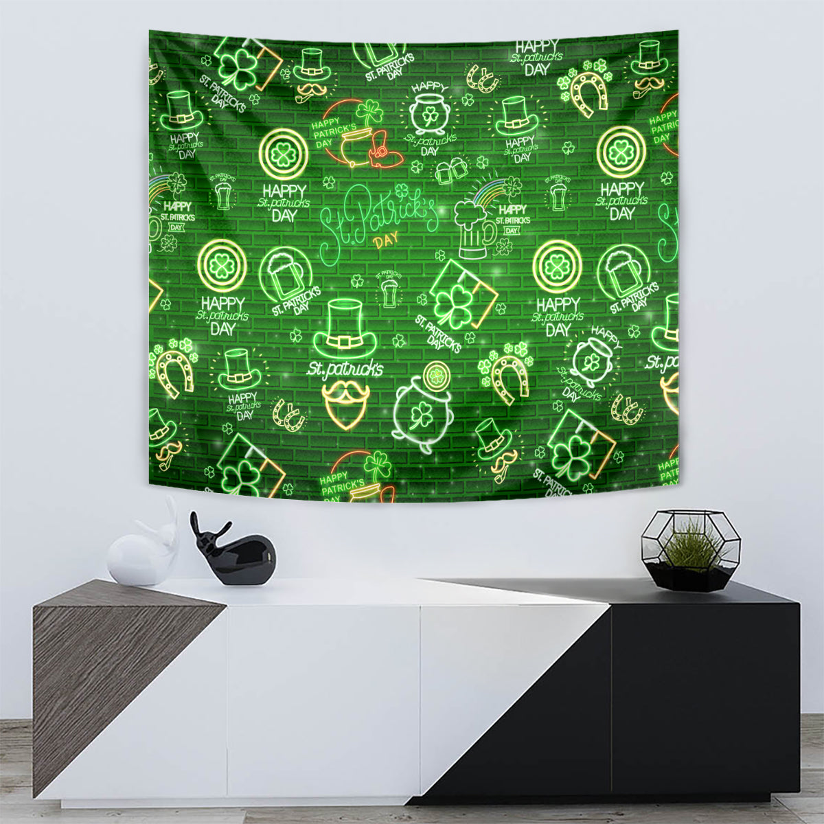 Ireland St Patrick's Day Tapestry Symbols Neon - Wonder Print Shop