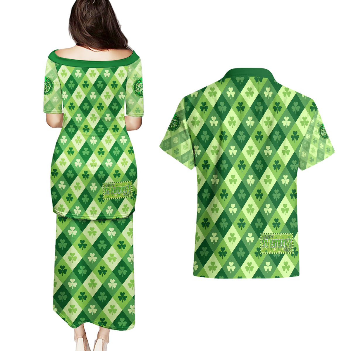 Irish St Patrick's Day Couples Matching Puletasi and Hawaiian Shirt Simple Style - Wonder Print Shop