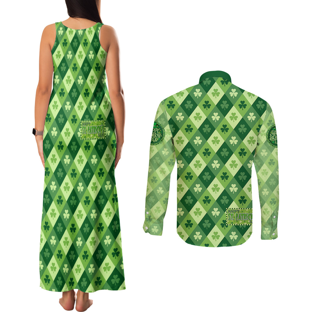Irish St Patrick's Day Couples Matching Tank Maxi Dress and Long Sleeve Button Shirt Simple Style - Wonder Print Shop
