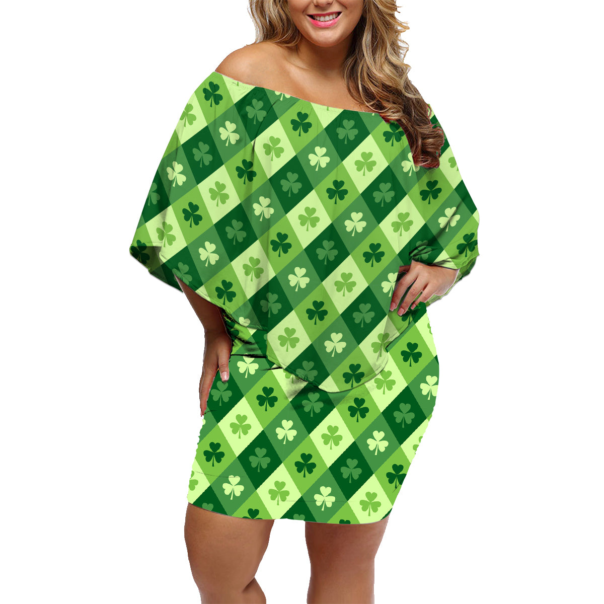 Irish St Patrick's Day Family Matching Off Shoulder Short Dress and Hawaiian Shirt Simple Style - Wonder Print Shop