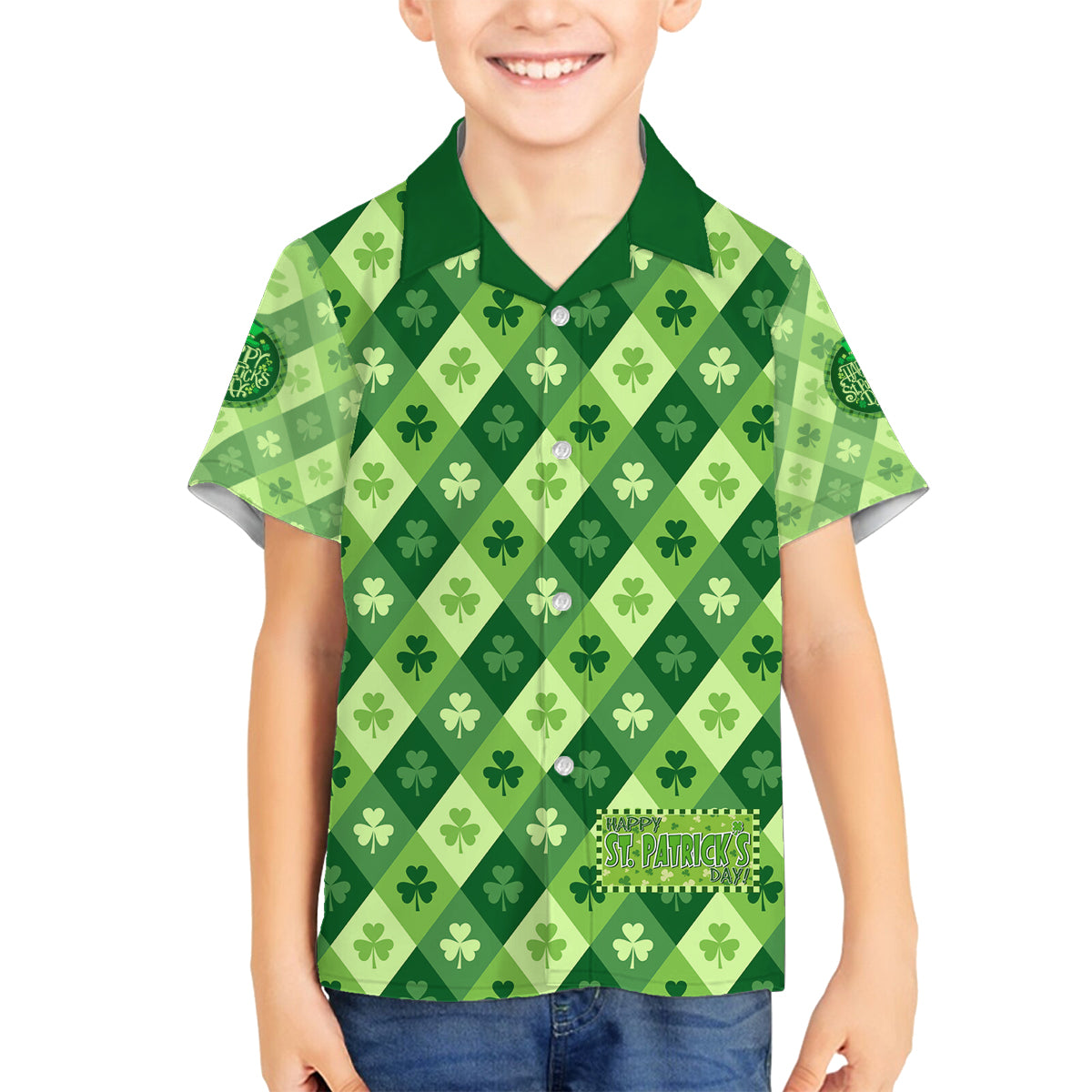 Irish St Patrick's Day Family Matching Off Shoulder Short Dress and Hawaiian Shirt Simple Style - Wonder Print Shop